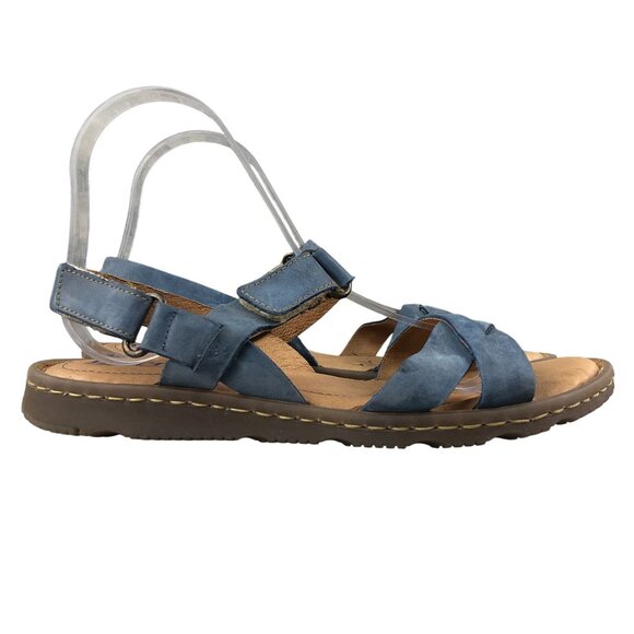 Born Women's Size 8 Jamez Blue Leather Open Toe Ankle Strap Casual Sandals - Picture 1 of 15